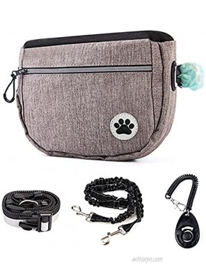 XIDAJIE Dog Treat Pouch with Adjustable Waistband Double Detachable Inner Dog Training Pouch Bag Equiped Double Head Dog Leash & Training Ringer Poop Bag Dispenser for Pet Training 4 Ways to Wear