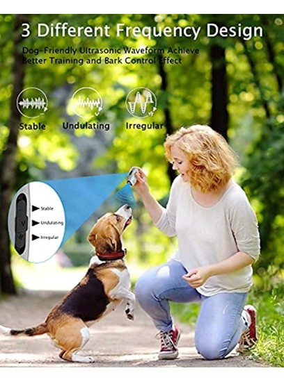 Kozart Anti Barking Device Dog Barking Control Devices 3 Frequency pet Gentle Ultrasonic Dog Bark Deterrent Device Range of 16.4 Ft Rechargeable with Led Light Dog Whistle and Dog ClickerSliver