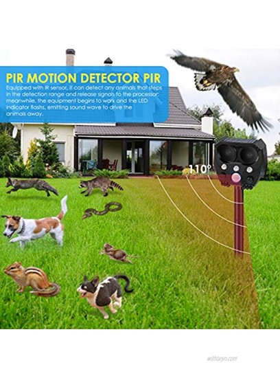 Laixwec Ultrasonic Dog Chaser Animal Drive with Motion Sensor and Flashing Lights Outdoor Solar Farm Garden Yard Dogs Cats Birds