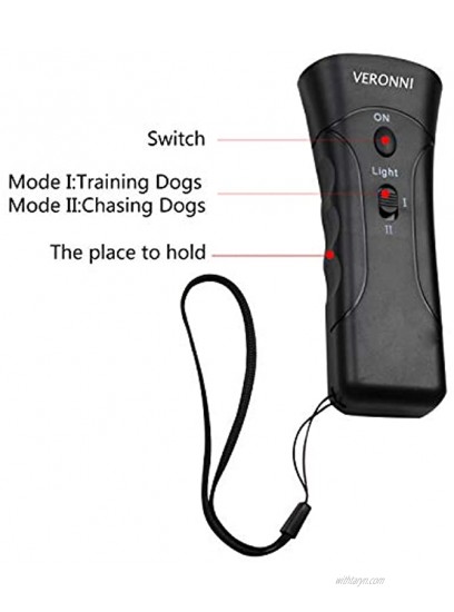 Snnetwork Pet Gentle Trainer Ultrasonic for Dogs Dual Channel Handheld Petty Pals Pet Gentle with Led Flashlight Petgentle Device for Safety Outdoor Walking Black