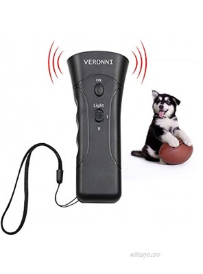 Snnetwork Pet Gentle Trainer Ultrasonic for Dogs Dual Channel Handheld Petty Pals Pet Gentle with Led Flashlight Petgentle Device for Safety Outdoor Walking Black