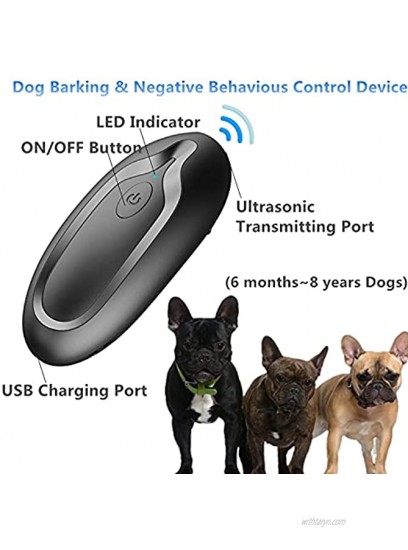 Ultrasonic Dog Barking Deterrent Devices Handheld Bark Control Device 2-in-1 Rechargeable Anti Barking Device Sonic Trainer for Dog Training&Controlling Barking Dog Silencer Control Range 16.4Ft