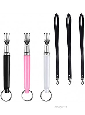 3 Pcs Dog Whistle Adjustable Pitch Ultrasonic Dog Whistle To Stop Barking Neighbors ProfessionalSilent Dog Whistle Recall Dog Whistle Training Bark Control Devices for Dog with Black Strap Lanyard