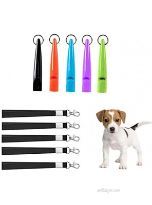 5 Pcs Dog Whistle for Recall Training High Pitch Plastic Dog Training Whistle Kit with Lanyards and Key Rings Dog Training Whistle That Makes Dogs Stop Barking Dog Whistle to Make Dogs Come to You