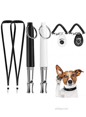 APHISM 6PCS Silent Ultrasonic Dog Whistle Kit Adjustable Pitch Dog Training Whistle with Lanyard Strap and Clicker for Pet Training Stop Barking