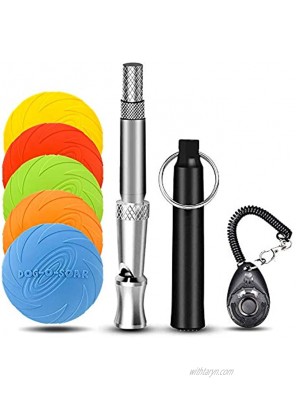 Assic Ultrasonic Dog Whistle Set+Dog Frisbee.Adjustable Pitch Silent Dog Whistle for Recall Stop Barking Dog Training,Training Dogs Exercise Their abilities,Play with Dog Smartphone Black