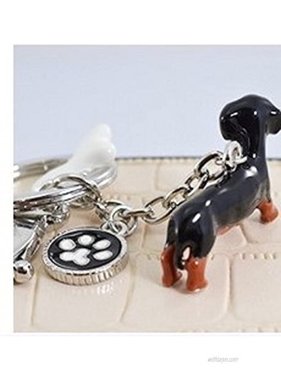 Creative Cute Dog Dachshund Ring Key Chain Lovers Animal Keyring Women Bag Gifts