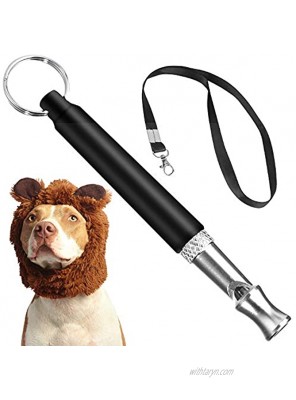 Dog Whistle to Stop Barking Adjustable Pitch Ultrasonic Dog Training Whistle Silent Bark Control for Dogs Include Free Black Strap Lanyard