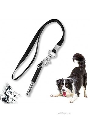 Dog Whistle with Free Lanyard Adjustable Frequencies Ultrasonic Stainless Steel Dog Training Tool to Stop Barking Action Control Tool for Dog Black