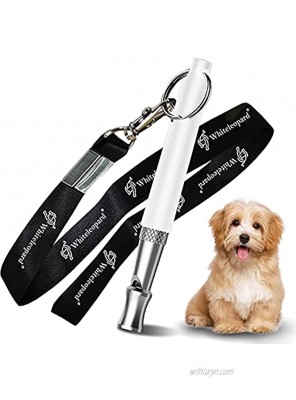 Dog Whistle with Free Lanyard Adjustable Frequencies Ultrasonic Stainless Steel Effective Way of Training Professional Dog Whistles to Stop Barking White