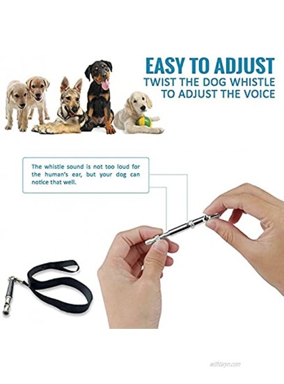 Gudvoice Dog Whistle Adjustable Frequency Professional Ultrasonic Stainless Steel Dog Whistle Dogs Stop Barking Recall Training Convenient Free Black String 2PCS