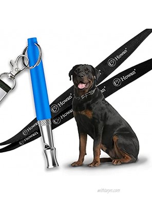 Howan Dog Whistle Adjustable Pitch for Stop Barking Recall Training- Professional Dogs Training Whistles Tool for with Free Black StrapLanyard Blue