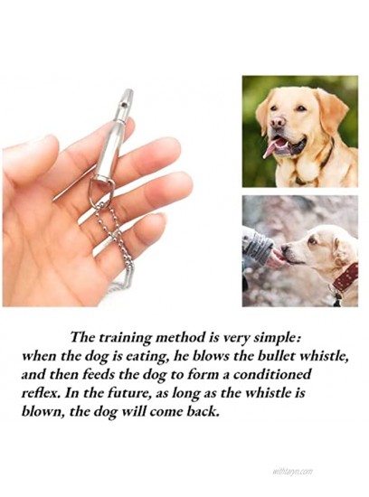 TuHeeHuT Dog Whistle Ultrasonic Bullet-Shaped pet Training Whistle Professional Training Whistle Prevent Dog Barking Recall DogPure Copper Bead Chain Lanyard Silver