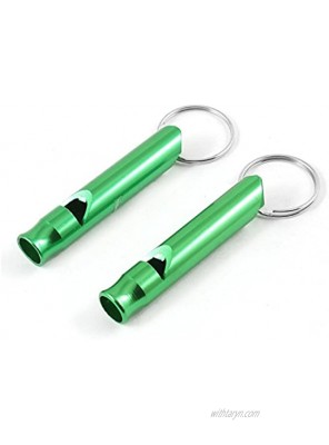 uxcell 2 Piece Pocket Mini Pet Dog Cat Training Sound Whistle Keychain Green