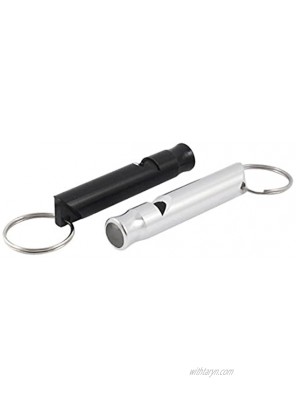 uxcell Pet Dog Mini Safety Training Sound Whistle Keychain Black White