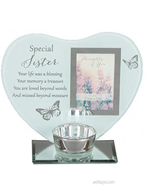Widdle Gifts Ltd Glass Photo Frame Memorial Tea Light Candle Holder Sister 9064