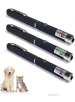 3 PCS Green Red Violet Long Range Laser Dot Clicker Toy Pen for Indoor Interactive Teaching Outdoor Cat Toys Pointer Puppy Kitten Lazer Toy Bright Clicker for Dog Training Exercise