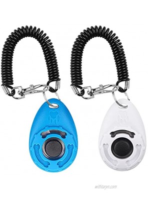 Clicker Training for Dogs [2 Pcs] Diyife Dog Clicker for Training Clicker Dog Training with Wrist Strap Clicker for Pets Dog Clicker Fits Dog Cat Horse Behavioral Training Bule White