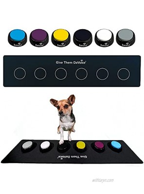 DaVoice Dog Buttons for Communication Dog Talking Button Set Talking Buttons for Dogs Includes 6 Dog Training Buttons with Mat Communication Board for Dogs Cats Pet Recordable Buttons for Dogs