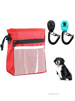 Dog Treat Training Pouch with 2Pcs Dog Clicker for Training Clicker Training for Dogs with Wrist Strap Built in Poop Bag Dispenser Dog Treat Bag Portable Dog Clicker Training Kit for Walking