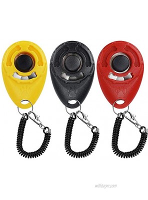 MaGreen 3-Pack Dog Training Clicker Large Button Dog Clicker Portable with Wrist Strap Pet Training Clickers for Dogs Cats Puppy Birds Horses Black+Red+Yellow