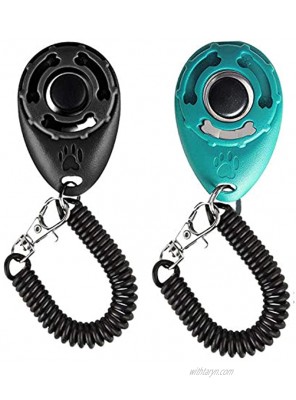 Winod Dog Training Clickers with Wrist Strap -2 PackBlack +New Blue