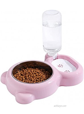 Azwraith Double Dog Cat Bowls Pet Water and Food Bowl Set with Automatic Water Dispenser Bottle Detachable Stainless Steel Bowl No-Spill for Cat and Small Dog