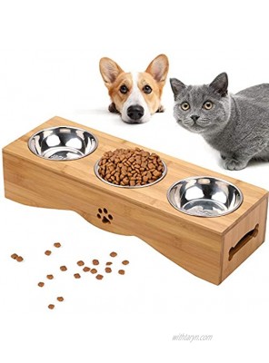 Cat Bowls Pet Bowl Small Dog and Cat Bowls Stainless Steel Three Bowls Pet Feeder Pet Food Bowl for Cats
