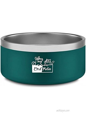 CtilFelix Dog Bowl Stainless Steel Dog Water Bowl Non-Slip Dog Food Bowls Pet Feeder Dish for Large Medium Small Dogs Cats Holds 64 Ounces Large Portable Teal Green