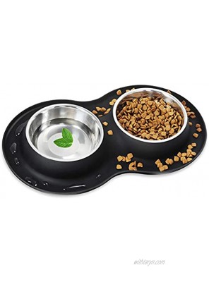 FEULAM Stainless Steel Dog Bowls for Small Dogs Cat Food Bowls with No Spill Non Skid Silicone Mat Pet Dog Food Water Bowls for Small Medium Puppy