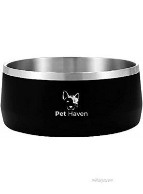 PetHaven Dog Bowl Cat Bowl for Food and Water Stainless Steel Double-Wall,Keeps Cold for Hrs Non Slip Feeding Dish Anti-Rust Small Medium Large Pets 56 Ounces