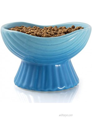 Raised Cat Bowl Elavated Cat Bowls 10 oz Ceramic Cat Food Bowl for Protecting Spine Backflow Prevention and Anti-Vomiting Pet Food Bowl for Cats and Small Dogs Dishwasher Safe 5.7 Inch