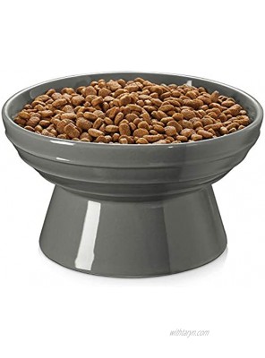 Y YHY Dog Bowl,Elevated Dog Food Bowls,Raised Dog Water Bowls,30 Ounce Ceramic Pet Bowl for Medium Dogs and Adult Cats,Anti-Vomiting,Protection Cervical Spine,Microwave Dishwasher Safe,Grey