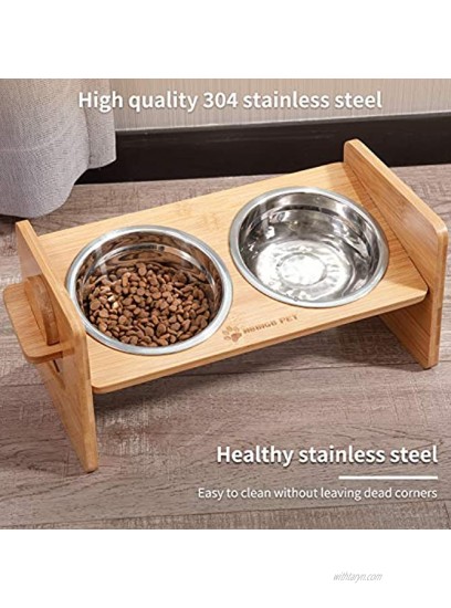 BINGBING Raised Pet Bowl for Cats and Small Dogs Adjustable Elevated Dog Cat Food and Water Bowl Stand Feeder with Extra Stainless Steel Bowls Small to Medium with 4 Bowls