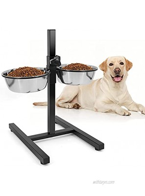 Elevated Double Stainless Steel Dog Bowls with Iron Stand Rack Adjustable Raised Height Dog Food and Water Feeder Pet Dining Table Pet Diner Dish Bowls for Dog Cat Puppy Rabbit Guinea Pig Chinchilla