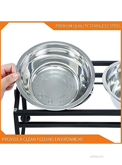 FOREYY Adjustable Raised Pet Bowls for Dogs and Cats Elevated Iron Dog Cat Pet Food and Water Feeder Stand with 2 Stainless Steel Bowls and Anti Slip Feet for Small Medium Large Dogs