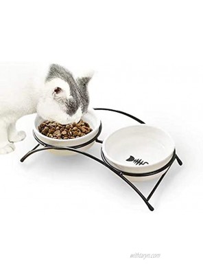 gutongyuan Cat Bowls Set Raised Cat Bowls for Food and Water,Ceramic Elevated Pet Dishes Bowls with Stand,13 oz Cats Small Dogs Bowls Dishwasher Safe
