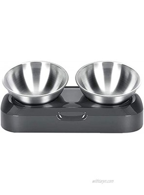 KCHEX Raised Cat Bowls Stainless Steel Material 15° Tilted Elevated Cat Bowl Food and Water Bowls,Pet Feeding Bowls for Cats and Small Dogs
