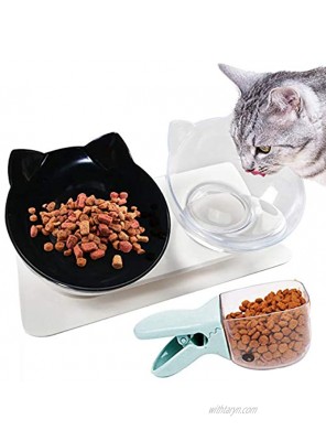 Legendog Cat Bowls,15°Tilted Cat Food Bowl Double Cat Dishes Cat Feeder Cat Feeding Bowl Raised with Stand Cat Food Water Bowl for Cats and Small Dog