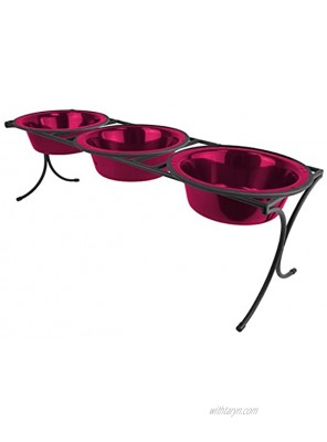 Platinum Pets Bistro Triple Diner Feeder with Stainless Steel Dog Bowls X-Large