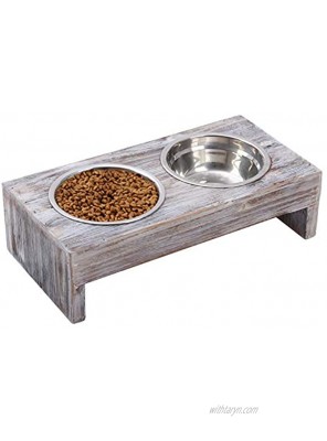 Satauko Wooden Pet Elevated Feeder with 2 Removable Stainless Steel Dog Bowls Raised Stand Cat Food and Water Bowls Diner Pet Feeder Nonslip No Spill Pet Feeding Bowls for Cat and Small Dogs.