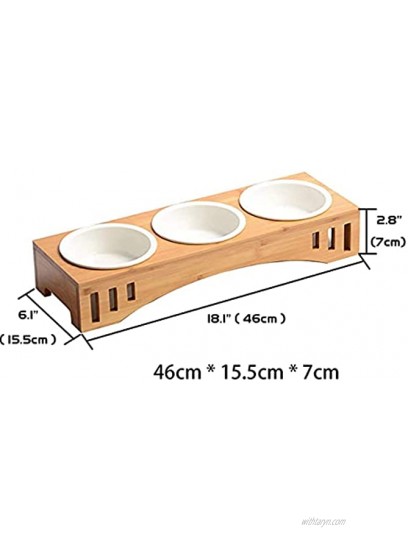 Smith Chu Premium Elevated Pet Bowls Raised Dog Cat Feeder Solid Bamboo Stand Ceramic Food Feeding Bowl Cats Puppy