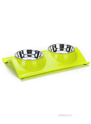 Vealind Dog Cat Bowl Stainless Steel Elevated Double Stand Non-Spill & Non-Skid Water and Food Feeder Bowls