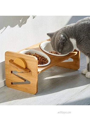 VODESON Raised Pet Bowls for Cats and Small Dogs,Dog Supplies Elevated Small Dog Cat Food and Water Bowls Adjusts to 4 Heights,Stand Feeder with 2 Ceramic Bowls and Anti Slip Feet