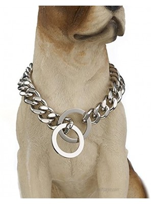 Granny Chic Strong Dog Collar Stainless Steel Pet Chain Necklace 12mm 15mm Width