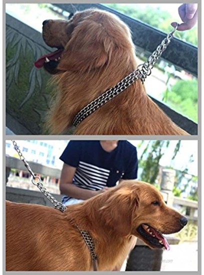 GUXL Dog Martingale Pinch Choke Collar Heavy Duty Titan Training Slip P Chain Dog Collar Adjustable 2 Row Chrome for Small Medium and Large Dogs