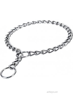 JuWow Chain Dog Training Choke Collar Adjustable Stainless Steel Chain Slip Collars Strong Durable Weather Proof Tarnish Resistant Metal Chain Best for Small Medium Large Dogs
