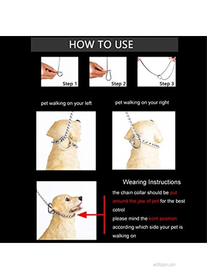 Mogoko Stainless Steel Dog Choke Chain Collar Puppy Metal Snake Chain Pet Show Slip Collar Choker for Training Walking