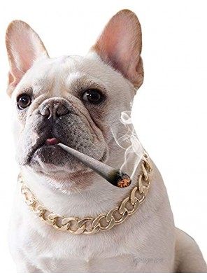 MUYAOPET Plastic Cuban Curb Gold Dog Choke Chain French Bulldog Medium Large Dog Necklace Pitbull Pug Collar Bulldog Accessories15mm Wide 14.5” Length