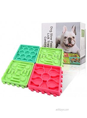 4 PCS Slow Feeder Dog Bowls & Lick Mats for Dog and Cats for Slower Healthier Eating| Relieve Anxiety and Boredom,Dry & Wet Treat Dispensing Mat with Suction Cups for Pets During Bathing or Grooming